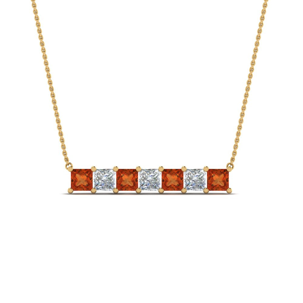 Princess Cut Horizontal Bar Pendant Fascinating Diamonds
