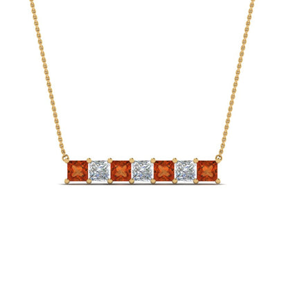 Princess Cut Horizontal Bar Pendant Fascinating Diamonds
