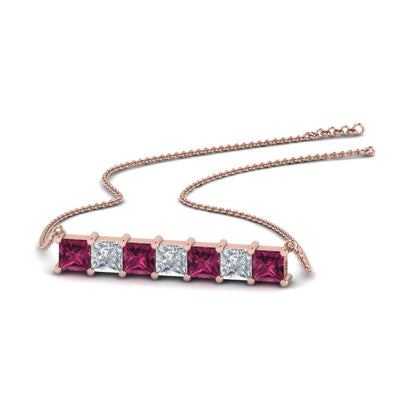 Princess Cut Horizontal Bar Pendant Fascinating Diamonds