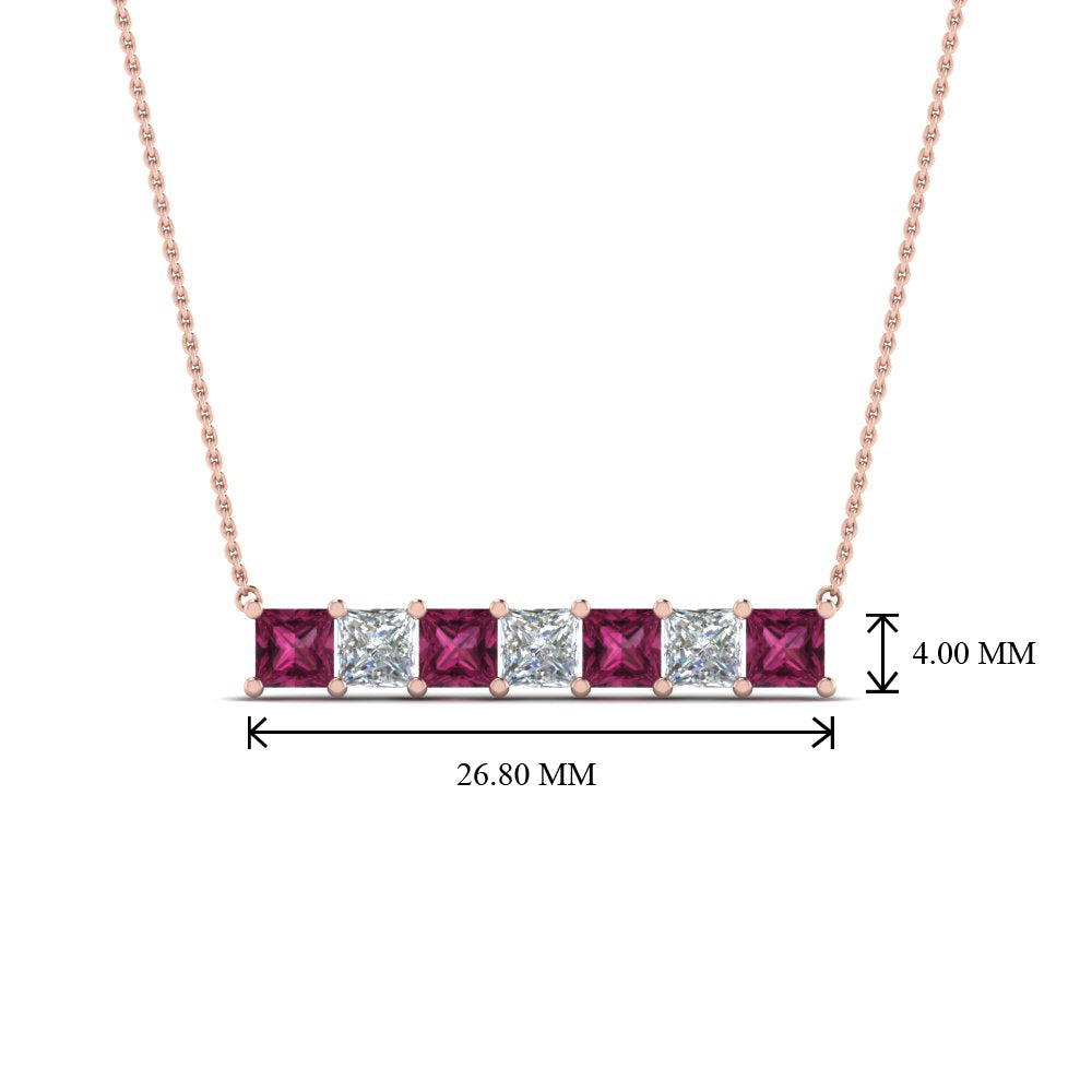 Princess Cut Horizontal Bar Pendant Fascinating Diamonds