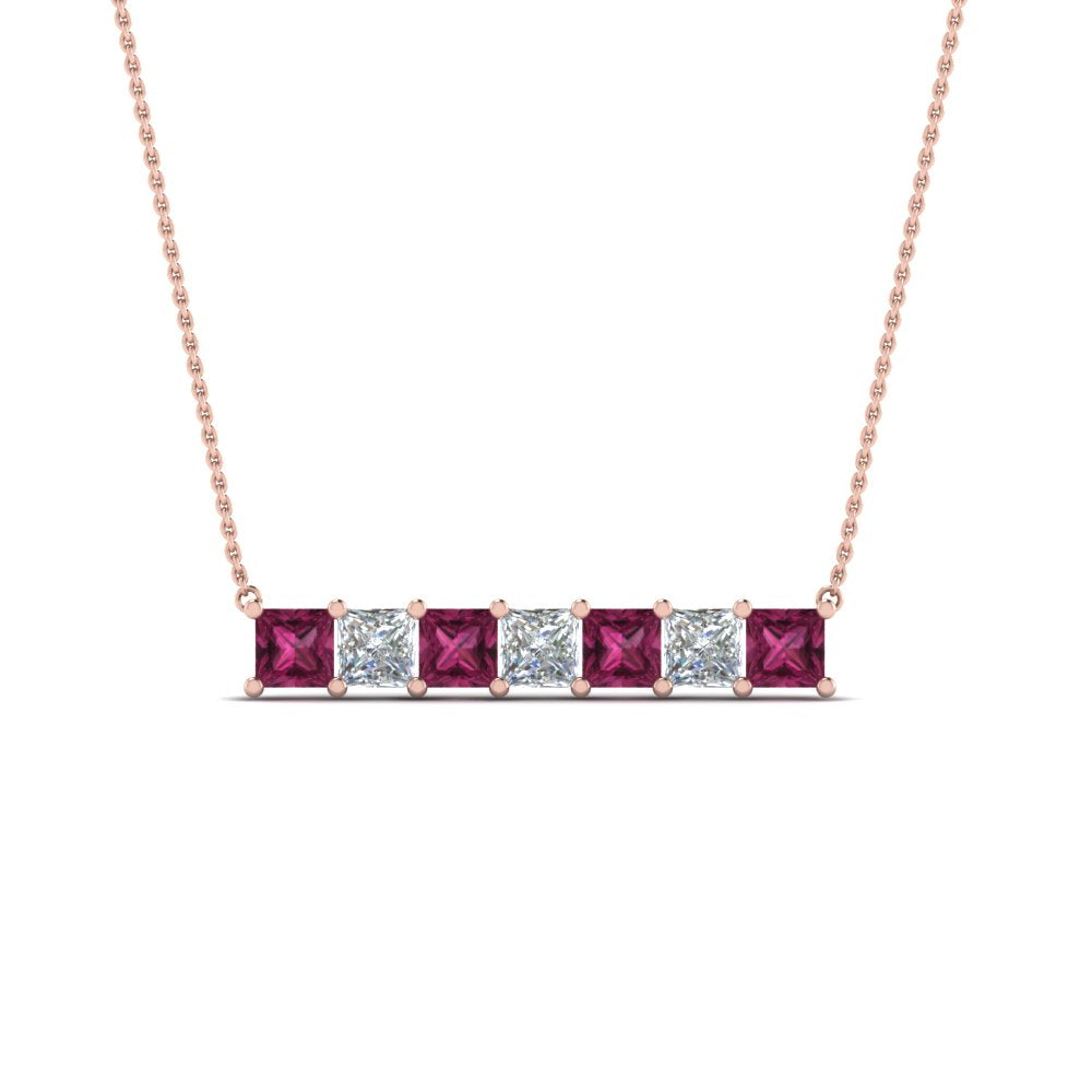 Princess Cut Horizontal Bar Pendant Fascinating Diamonds