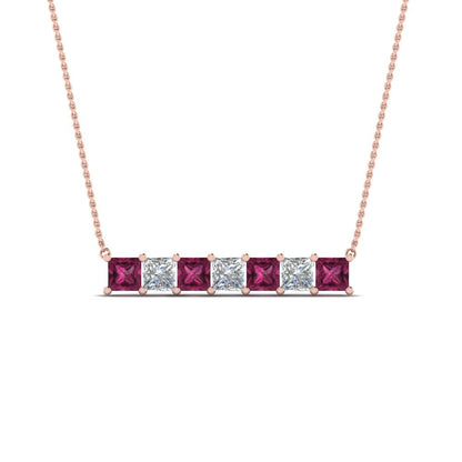 Princess Cut Horizontal Bar Pendant Fascinating Diamonds