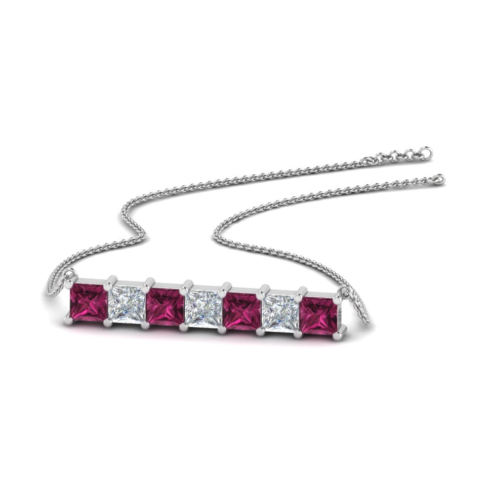 Princess Cut Horizontal Bar Pendant Fascinating Diamonds