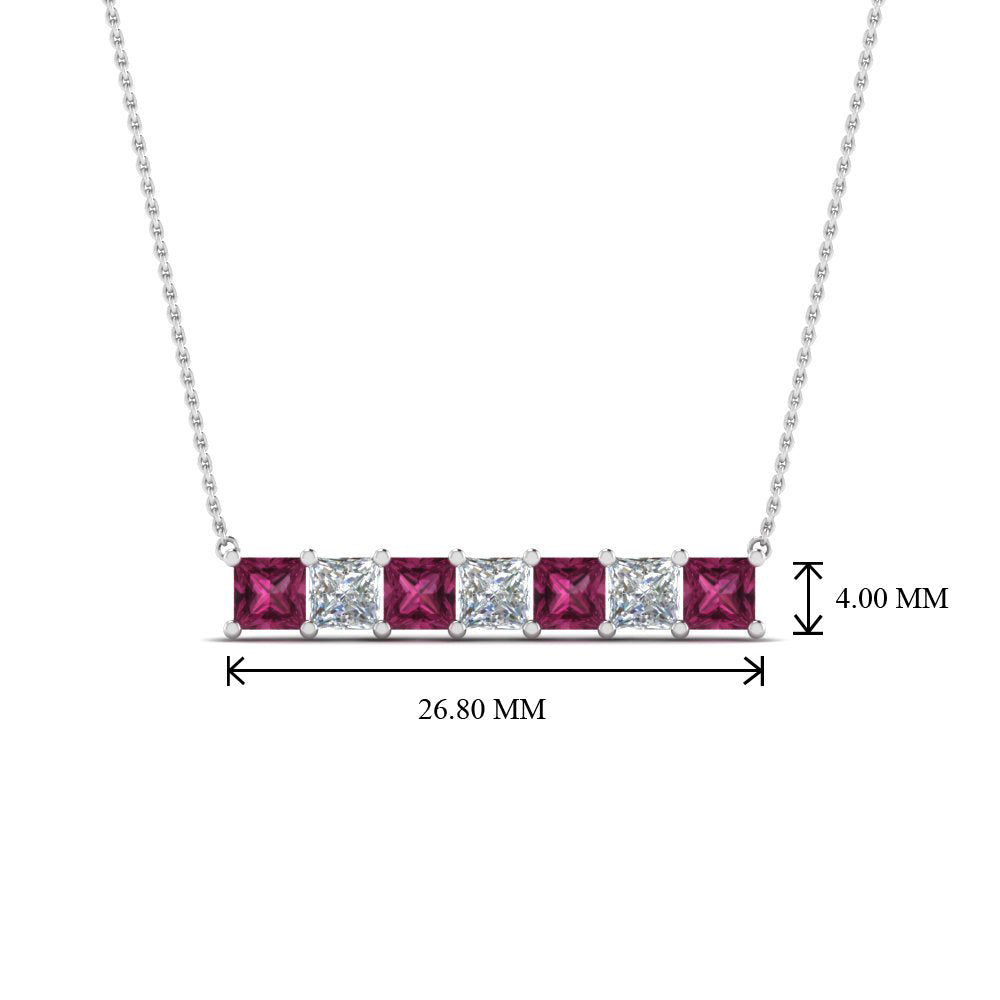 Princess Cut Horizontal Bar Pendant Fascinating Diamonds