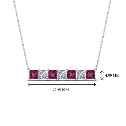 Princess Cut Horizontal Bar Pendant Fascinating Diamonds