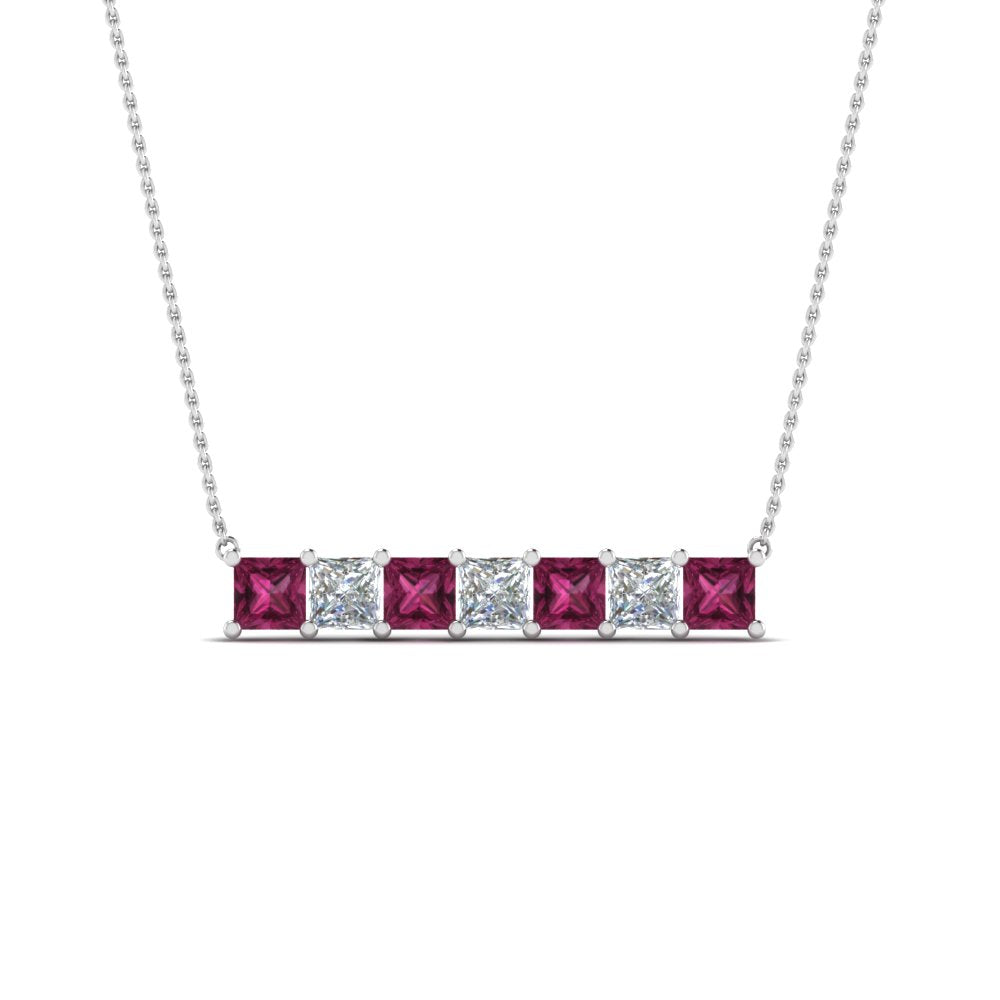 Princess Cut Horizontal Bar Pendant Fascinating Diamonds