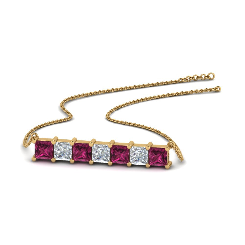 Princess Cut Horizontal Bar Pendant Fascinating Diamonds