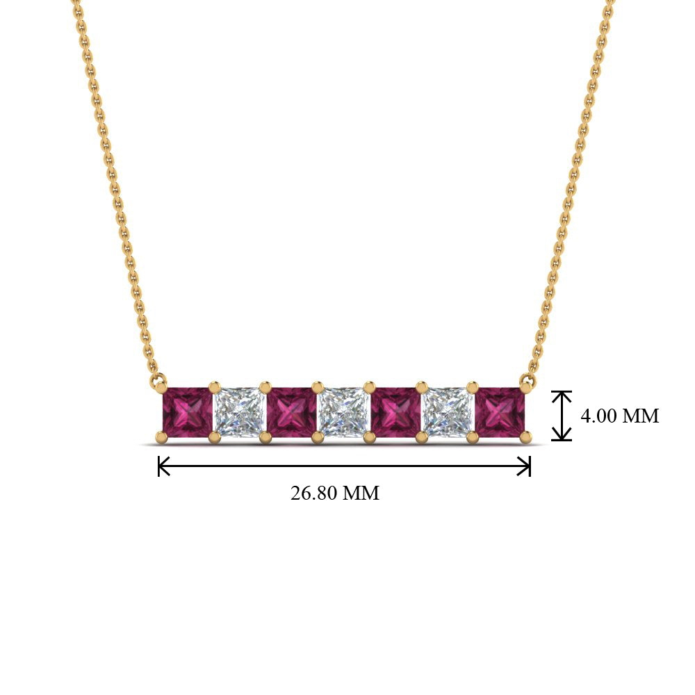 Princess Cut Horizontal Bar Pendant Fascinating Diamonds