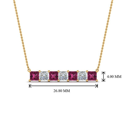 Princess Cut Horizontal Bar Pendant Fascinating Diamonds