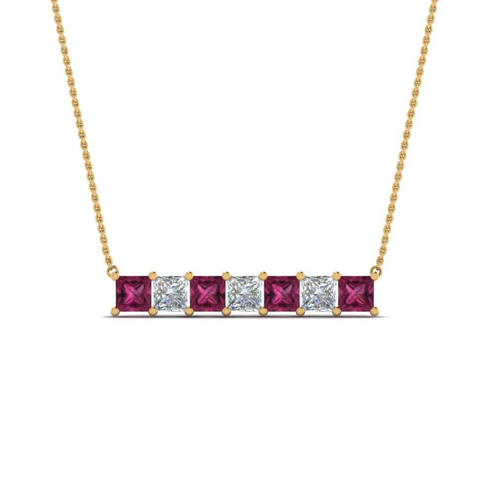 Princess Cut Horizontal Bar Pendant Fascinating Diamonds
