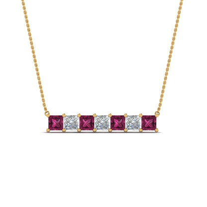 Princess Cut Horizontal Bar Pendant Fascinating Diamonds
