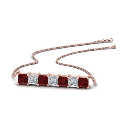 Princess Cut Horizontal Bar Pendant Fascinating Diamonds