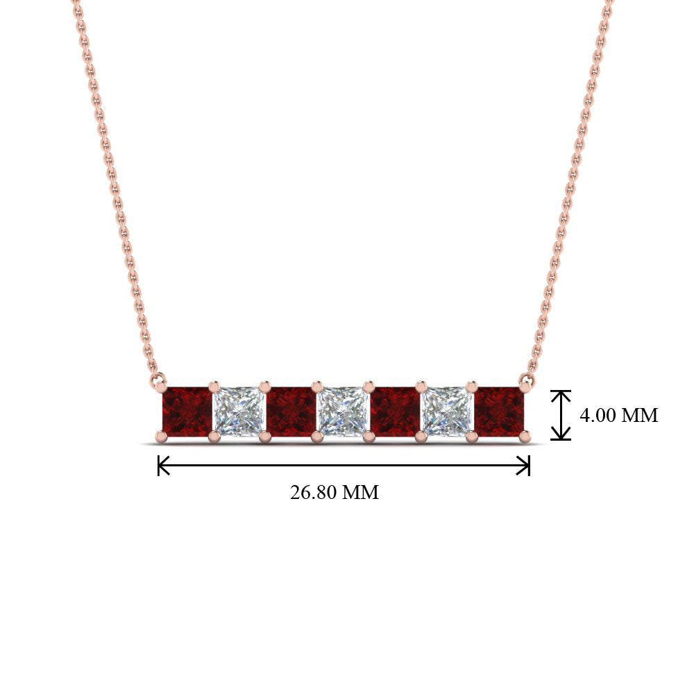 Princess Cut Horizontal Bar Pendant Fascinating Diamonds