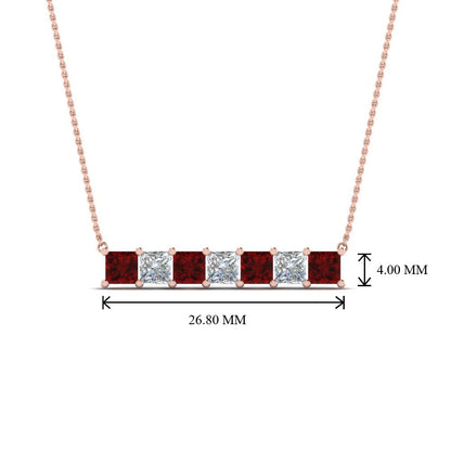 Princess Cut Horizontal Bar Pendant Fascinating Diamonds