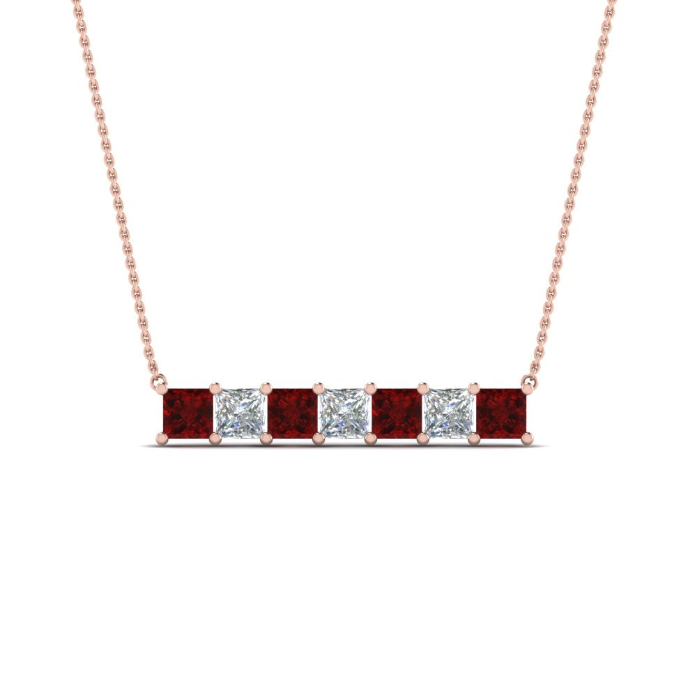 Princess Cut Horizontal Bar Pendant Fascinating Diamonds