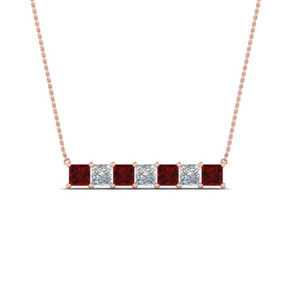 Princess Cut Horizontal Bar Pendant Fascinating Diamonds