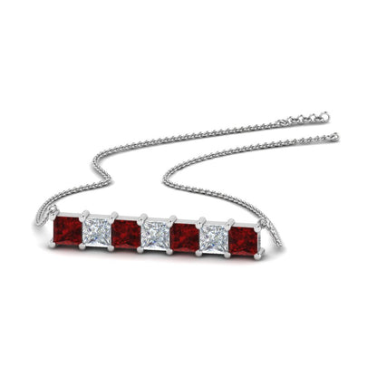 Princess Cut Horizontal Bar Pendant Fascinating Diamonds