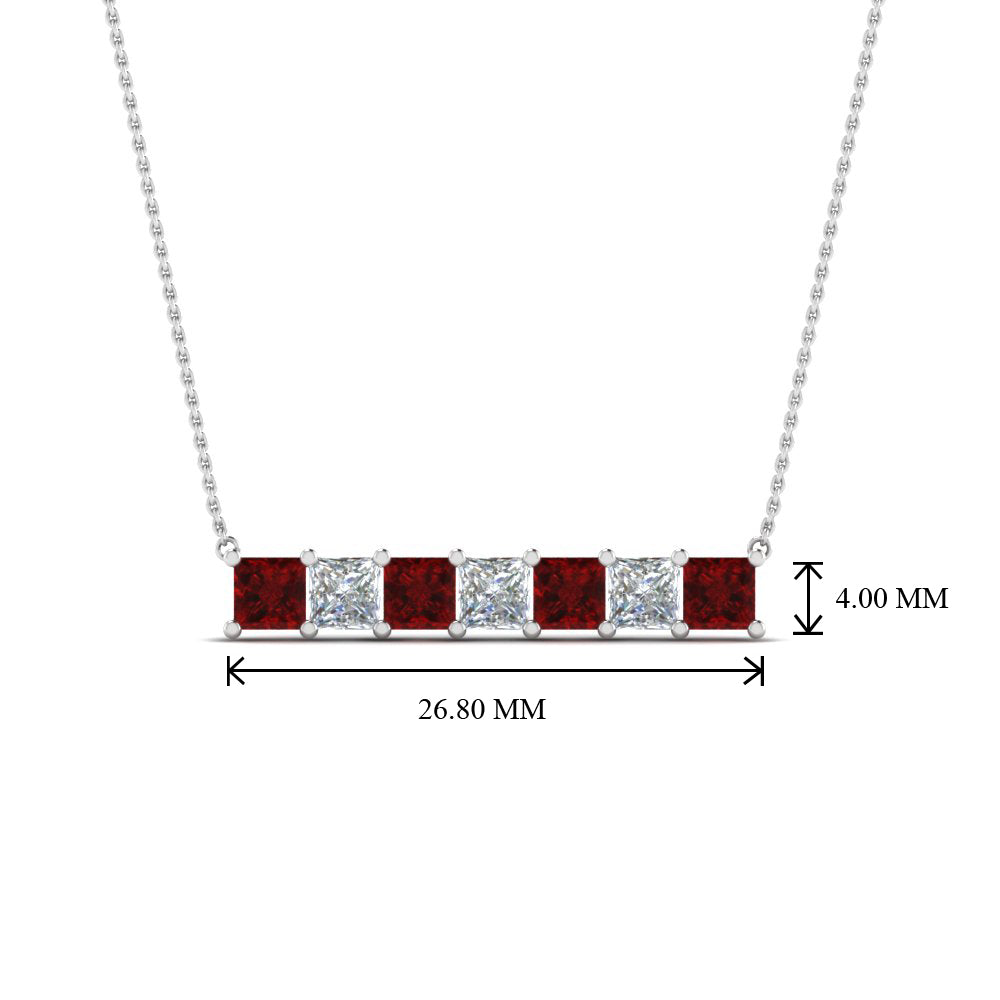 Princess Cut Horizontal Bar Pendant Fascinating Diamonds