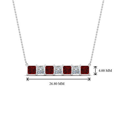 Princess Cut Horizontal Bar Pendant Fascinating Diamonds