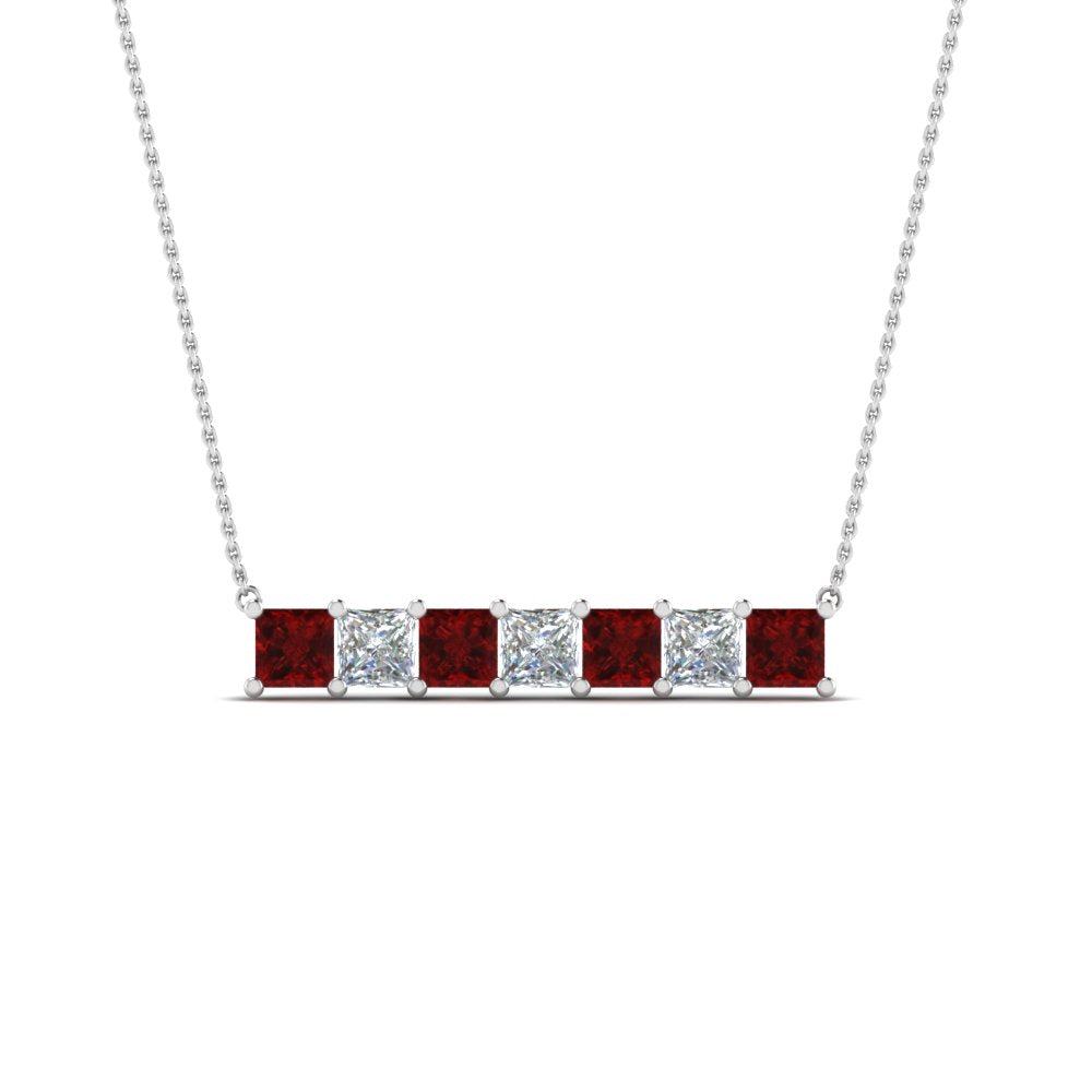 Princess Cut Horizontal Bar Pendant Fascinating Diamonds