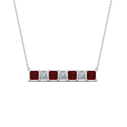 Princess Cut Horizontal Bar Pendant Fascinating Diamonds