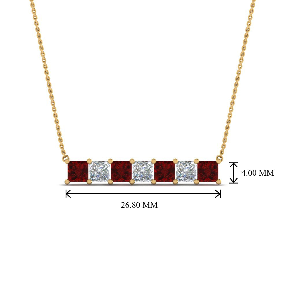 Princess Cut Horizontal Bar Pendant Fascinating Diamonds