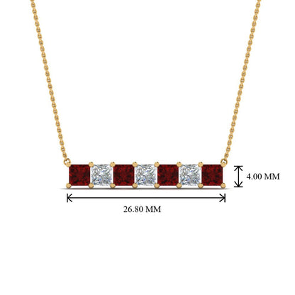 Princess Cut Horizontal Bar Pendant Fascinating Diamonds