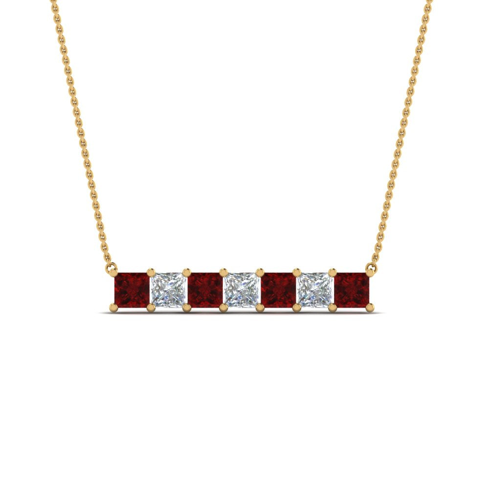 Princess Cut Horizontal Bar Pendant Fascinating Diamonds