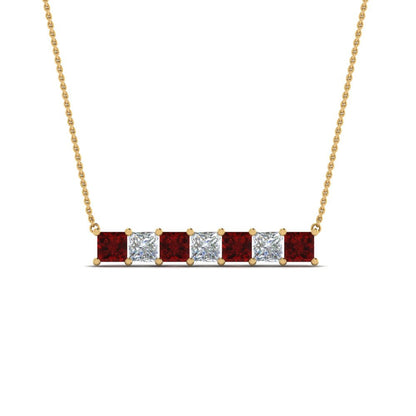 Princess Cut Horizontal Bar Pendant Fascinating Diamonds