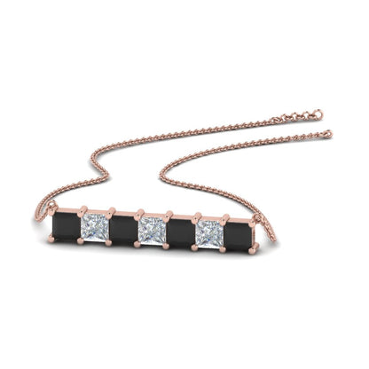 Princess Cut Horizontal Bar Pendant Fascinating Diamonds