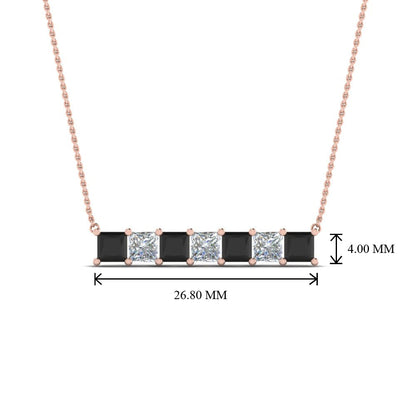 Princess Cut Horizontal Bar Pendant Fascinating Diamonds