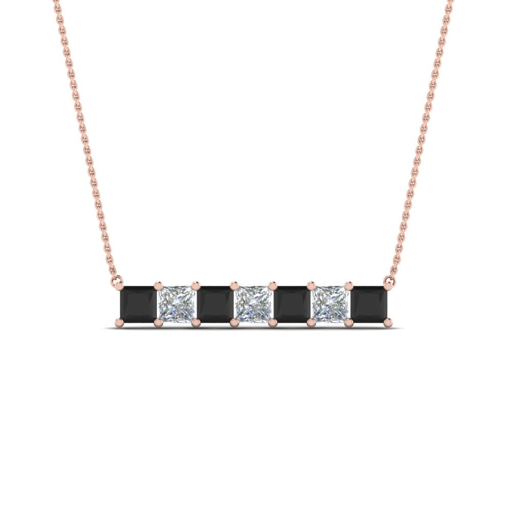 Princess Cut Horizontal Bar Pendant Fascinating Diamonds