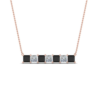 Princess Cut Horizontal Bar Pendant Fascinating Diamonds