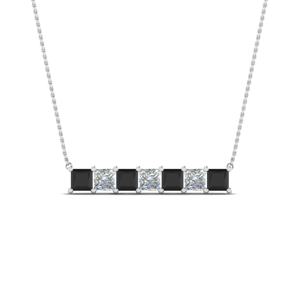 Princess Cut Horizontal Bar Pendant Fascinating Diamonds