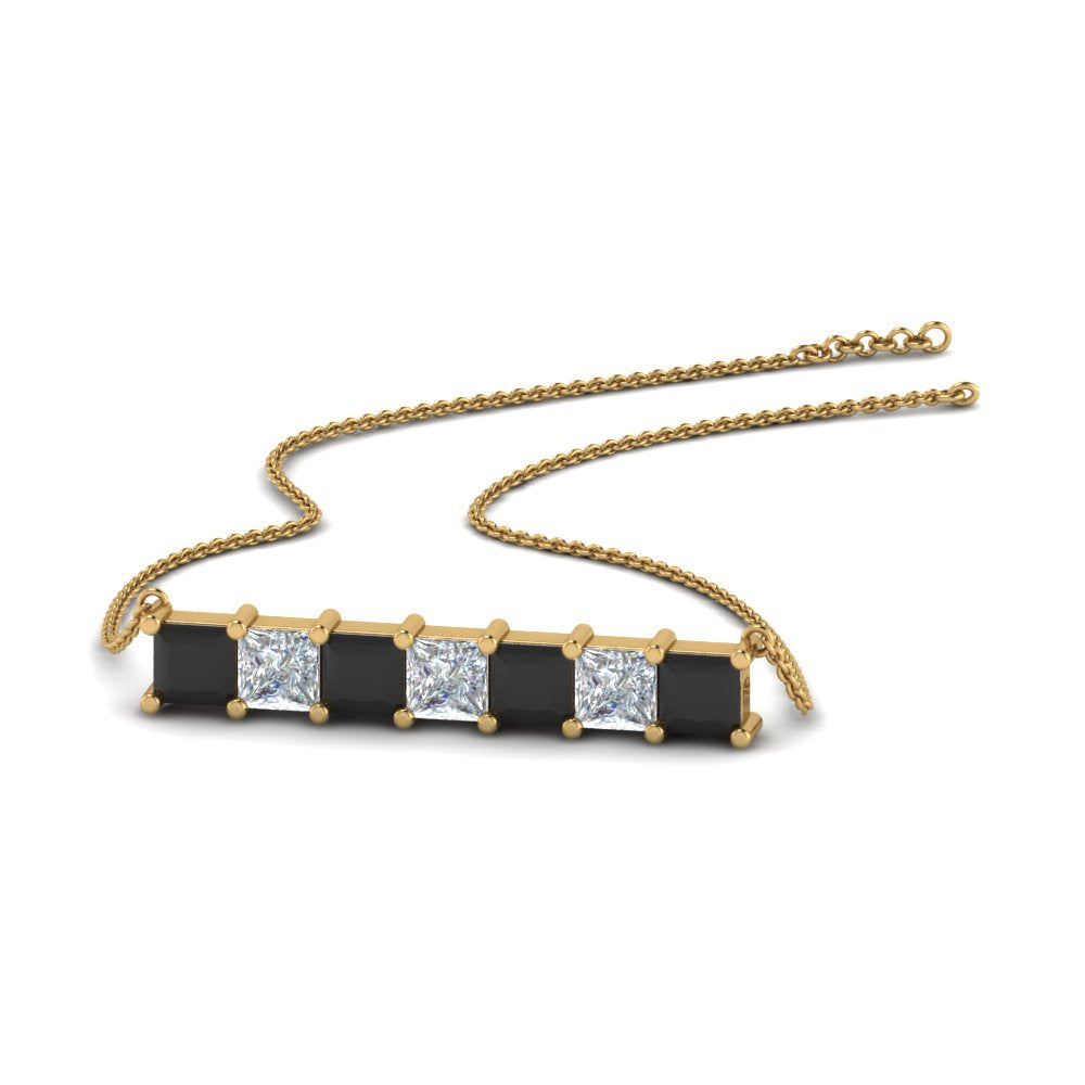 Princess Cut Horizontal Bar Pendant Fascinating Diamonds