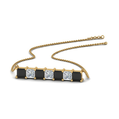 Princess Cut Horizontal Bar Pendant Fascinating Diamonds