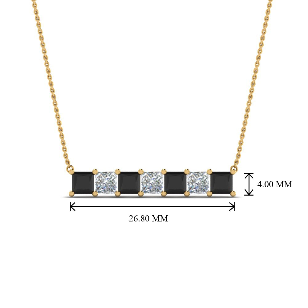 Princess Cut Horizontal Bar Pendant Fascinating Diamonds