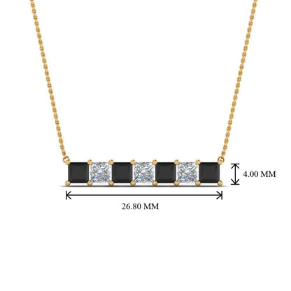 Princess Cut Horizontal Bar Pendant Fascinating Diamonds