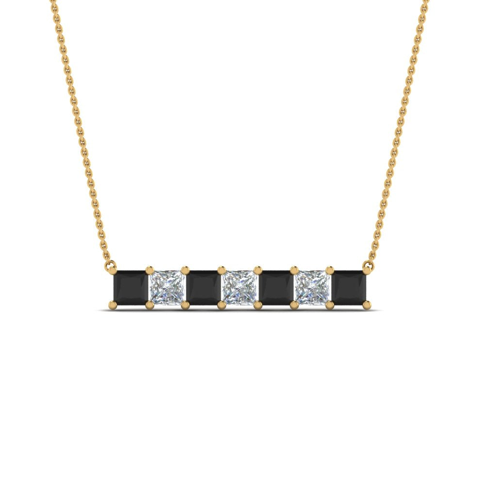 Princess Cut Horizontal Bar Pendant Fascinating Diamonds