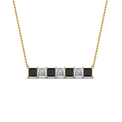 Princess Cut Horizontal Bar Pendant Fascinating Diamonds