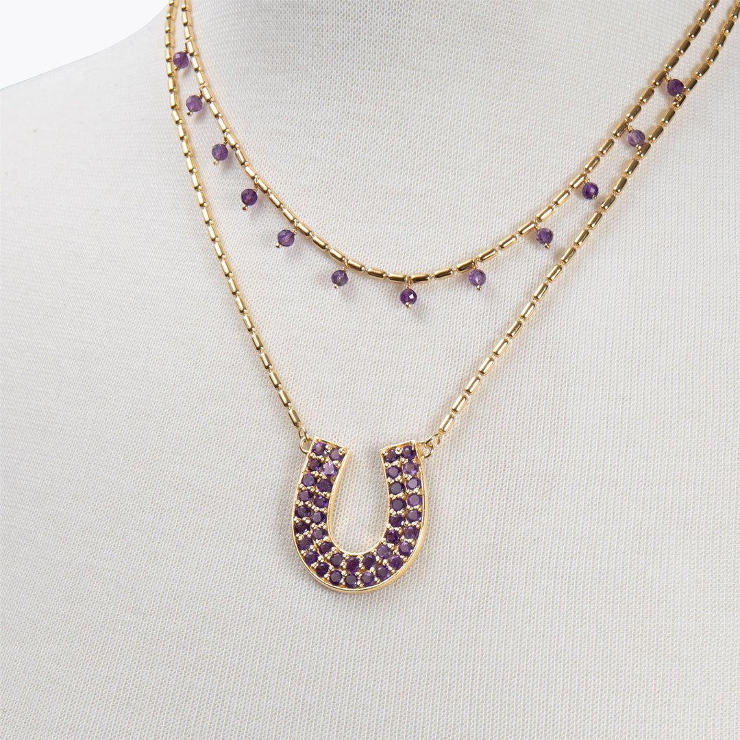 Prism - Amethyst Pave Horseshoe Earring Urban-Equestrian
