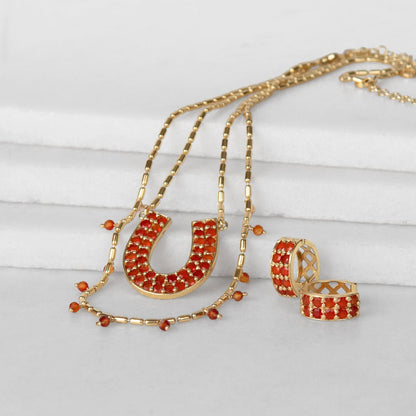 Prism - Carnelian Equestrian Horseshoe Necklace Or Choker Urban-Equestrian