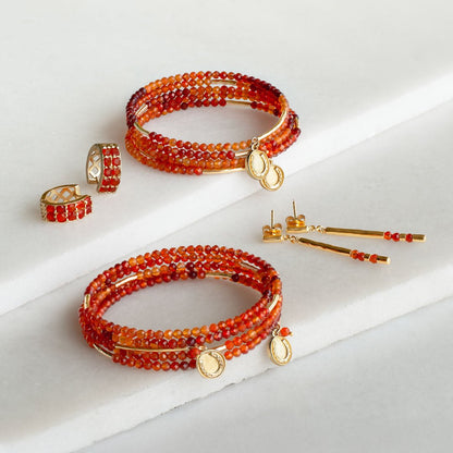 Prism - Carnelian Pave Horseshoe Earring Urban-Equestrian