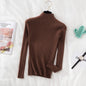 Pullover Ribbed Knitted Sweater Autumn Winter Clothes Women 2021 High Neck Long Sleeve