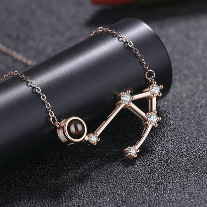 Personalized 12 Constellations Projection Necklace Customized Color Photo Pendant Jewelry Gifts