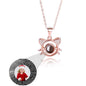 Cute Cat Shaped Projection Pendant Personalized Custom Photo Name Necklace
