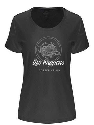 Life Happens Printed Women's Bamboo/Cotton Short Sleeve Scoop Neck T-Shirt Spun Bamboo