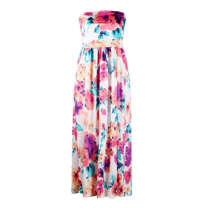 Trendy Printed Strapless Maxi Dress for Women