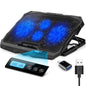 Purely Laptop Cooling Pad, 6 Adjustable Height Laptop Stand, 4 Fans: 3 Fan Modes + 6 Speeds, LED Display, 2 USB Ports