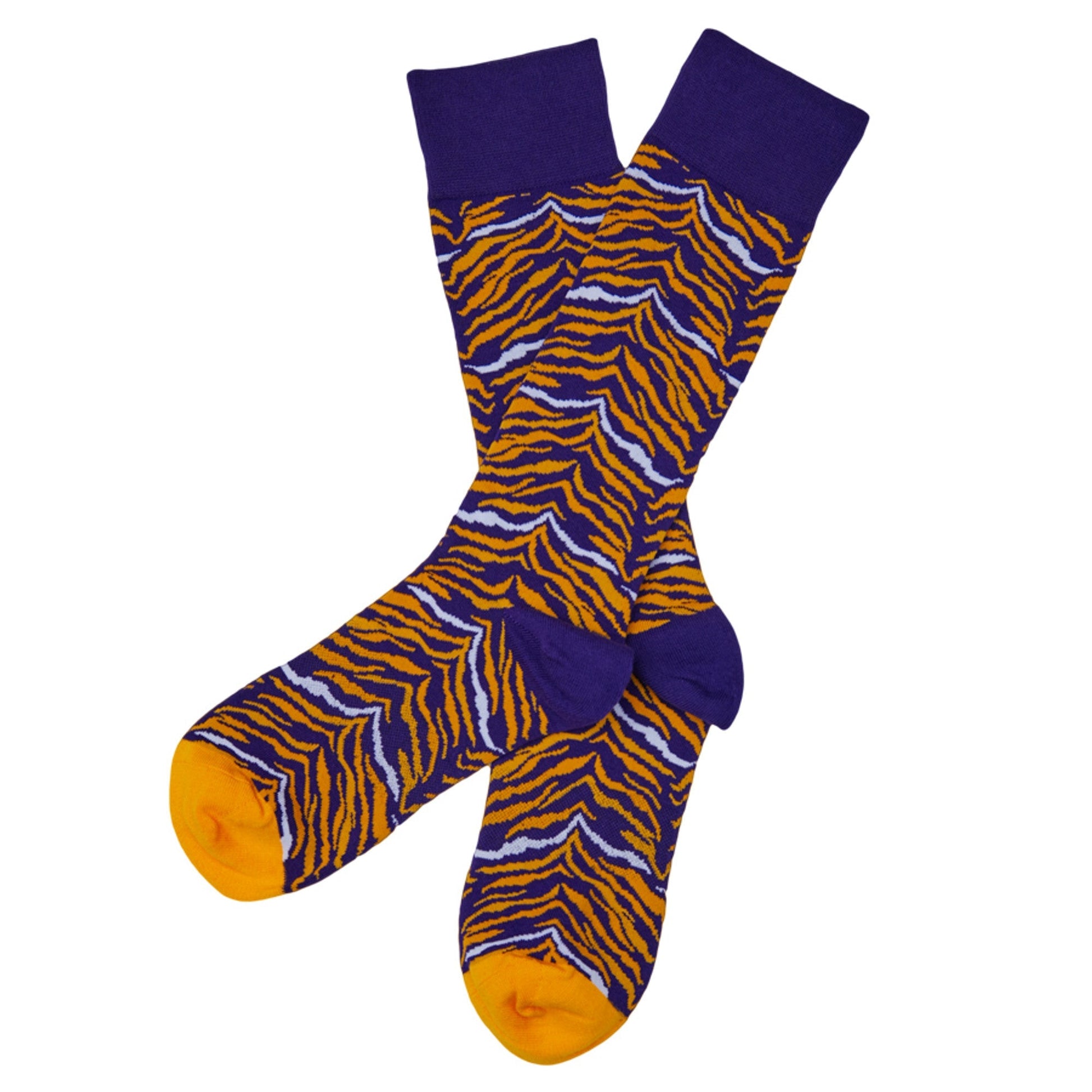 Purple and Gold Tiger Stripe Dress Socks DeadSoxy